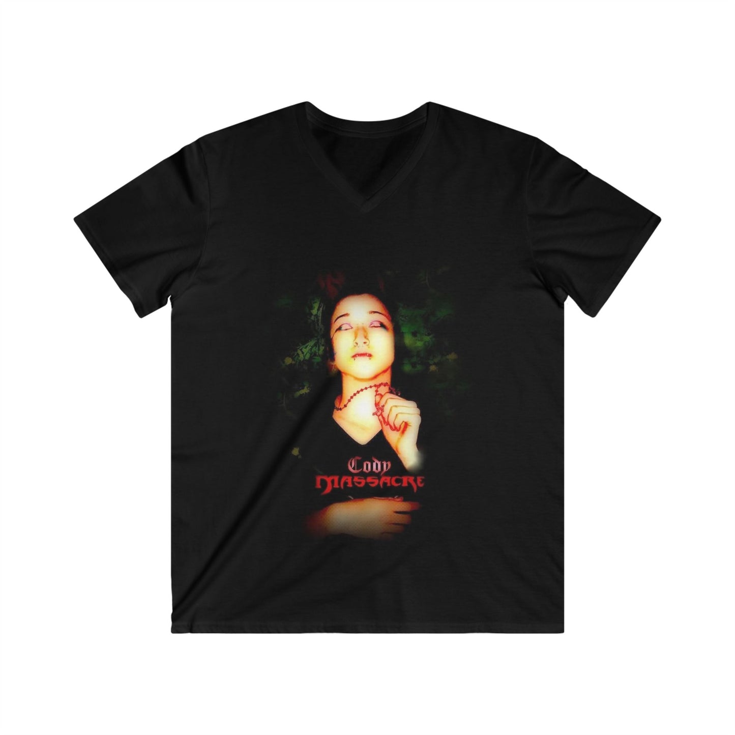 Cody Massacre V-Neck Tee - Dead Anniversary Edgy Graphic Shirt for Horror Fans
