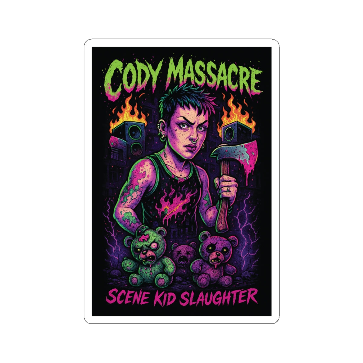 Cody Massacre Scene Kid Slaughter Stickers | Edgy Vinyl Décor for Alternative Style